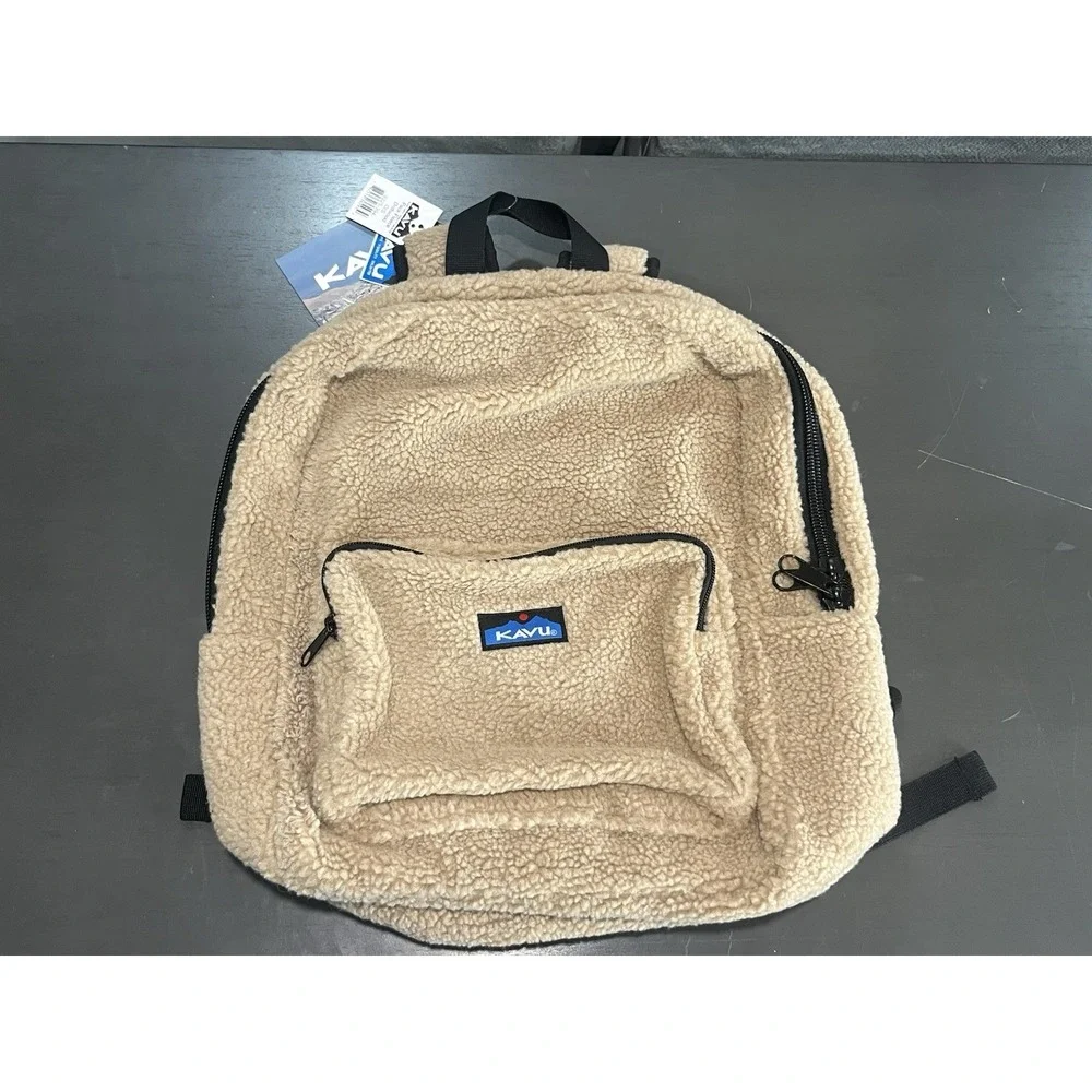 Kavu Fleece Backpack Driftwood Beige Tan Brown